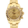 Evolution Watches gold chronograph with a sunburst gold dial, tachymeter bezel, and stainless steel bracelet. A statement piece of luxury and precision