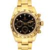 Evolution Watches gold chronograph with black dial, tachymeter bezel, and stainless steel bracelet. A bold and luxurious statement timepiece